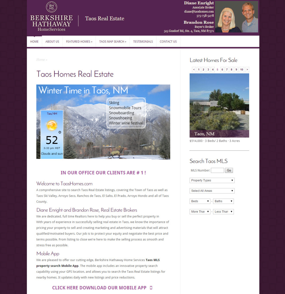 Taos Homes Website